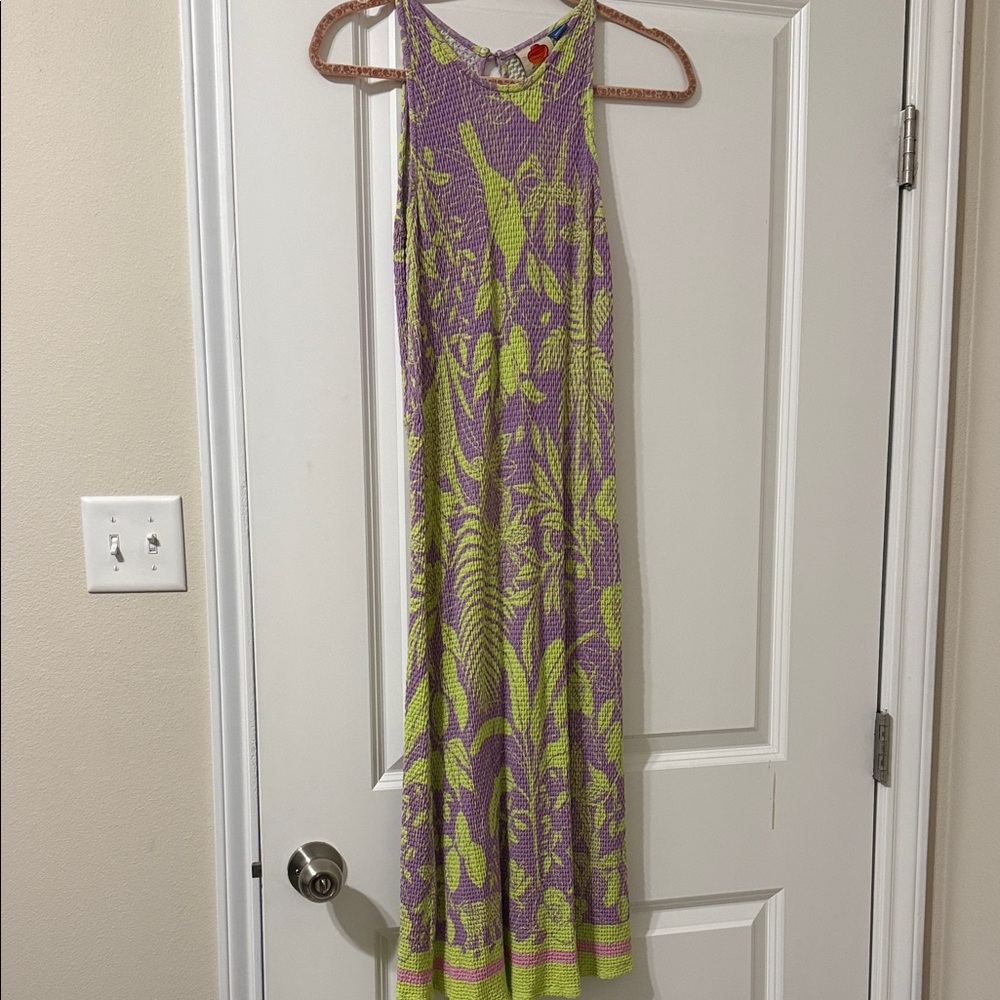 FARM Rio Purple and Green Midi Dress